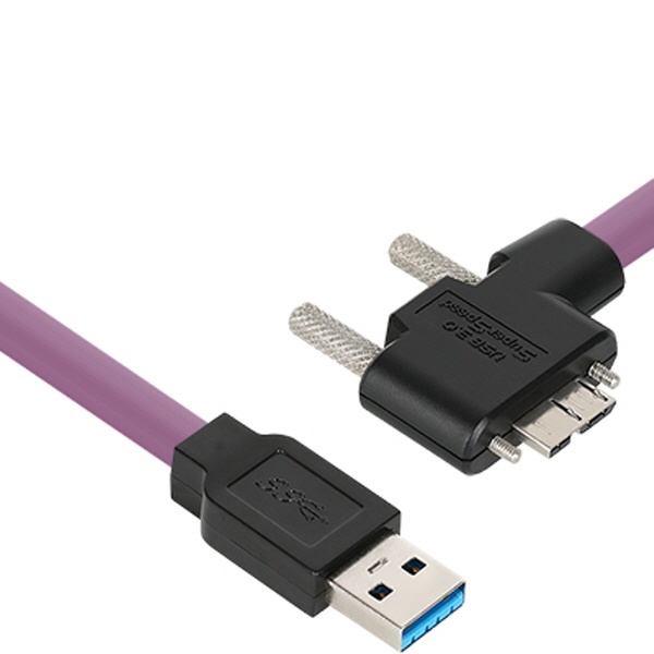 NETmate High-Flex USB3.1 꺽임 케이블 [AM-MicroB(Lock)] 2M [왼쪽] [CBL-HFPD3igMBS-2mLA]