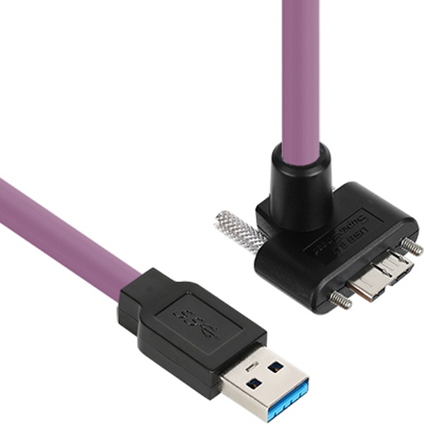 NETmate High-Flex USB3.1 꺽임 케이블 [AM-MicroB(Lock)] 2M [위쪽] [CBL-HFPD3igMBS-2mUA]