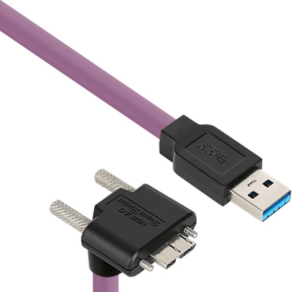 NETmate High-Flex USB3.1 꺽임 케이블 [AM-MicroB(Lock)] 2M [아래쪽] [CBL-HFPD3igMBS-2mDA]