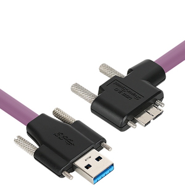NETmate High-Flex USB3.1 락(Lock) 꺽임 케이블 [AM-MicroB] 2M [왼쪽] [CBL-HFPD3igMBSS-2mLA]