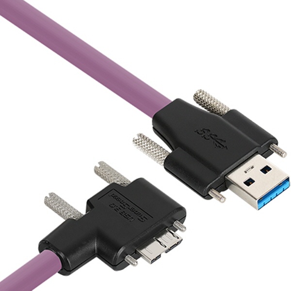 NETmate High-Flex USB3.1 락(Lock) 꺽임 케이블 [AM-MicroB] 2M [오른쪽] [CBL-HFPD3igMBSS-2mRA]