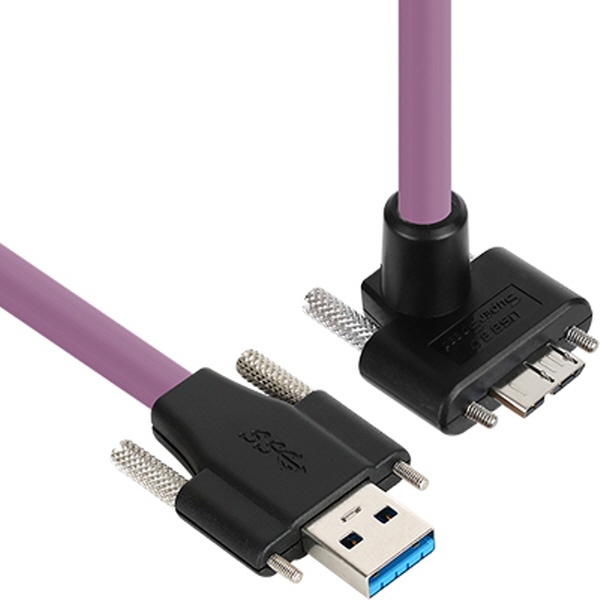 NETmate High-Flex USB3.1 락(Lock) 꺽임 케이블 [AM-MicroB] 2M [위쪽] [CBL-HFPD3igMBSS-2mUA]