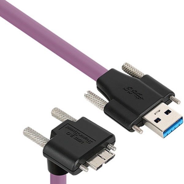 NETmate High-Flex USB3.1 락(Lock) 꺽임 케이블 [AM-MicroB] 2M [아래쪽] [CBL-HFPD3igMBSS-2mDA]