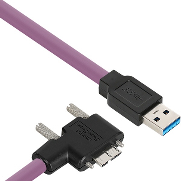 NETmate High-Flex USB3.1 꺽임 케이블 [AM-MicroB(Lock)] 2M [오른쪽] [CBL-HFPD3igMBS-2mRA]