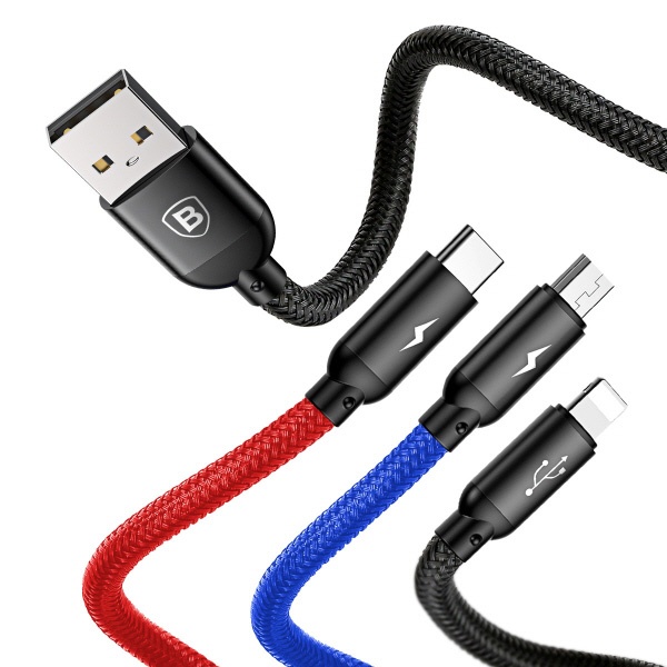 USB-A 2.0 to 3in1 충전케이블, 프라이머리컬러, CAMLT-BSY01 [1.2m]