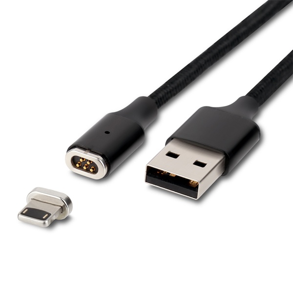 USB-A 2.0 to 8핀 고속 충전케이블, 마그네틱 커넥터, NEXT-1535L8 [블랙/1m]