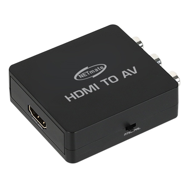 NETmate HDMI to AV(3RCA) 컨버터, 오디오 지원 [NM-PHA01] [블랙]