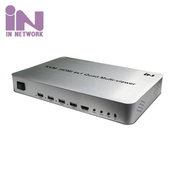 인네트워크 IN-HSW4VK [KVM 모니터 분할기/4:1/HDMI KVM/1080/60Hz/오디오 지원/키보드,마우스제어/멀티뷰어]