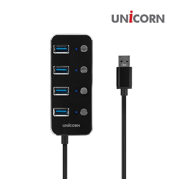 유니콘 TH-4000S (USB허브/4포트) [블랙] ▶ [무전원/USB3.0] ◀