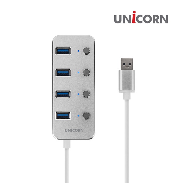 유니콘 TH-4000S (USB허브/4포트) [실버] ▶ [무전원/USB3.0] ◀