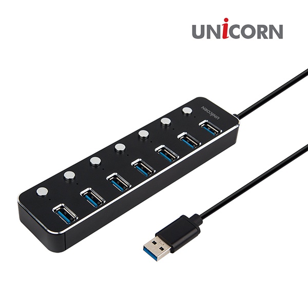유니콘 TH-7000S (USB허브/7포트) [블랙] ▶ [무전원/USB3.0] ◀