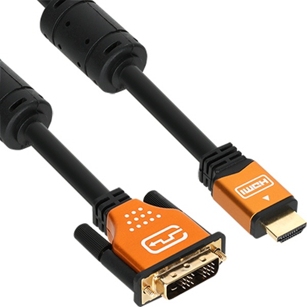 HDMI 2.0 to DVI-D 싱글 변환케이블, 골드메탈, NM-HD02GZ [2m]