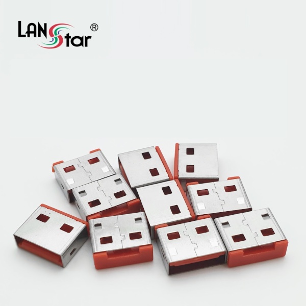 랜스타 USB포트 잠금장치 전용 보안 커넥터 [레드/10개] [LS-USBLOCK-R]