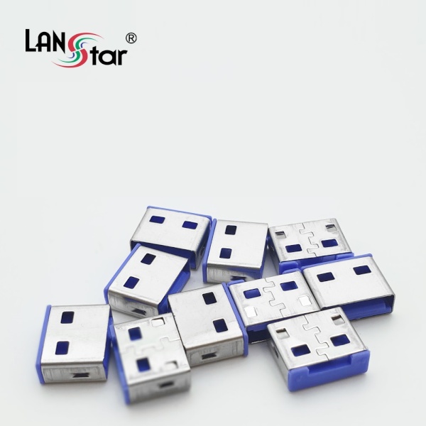 랜스타 USB포트 잠금장치 전용 보안 커넥터 [블루/10개] [LS-USBLOCK-B]