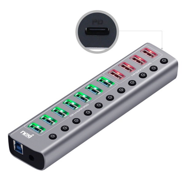 넥시 NX-U1012P (USB3.0허브/12포트/유전원) [메탈] [NX812]