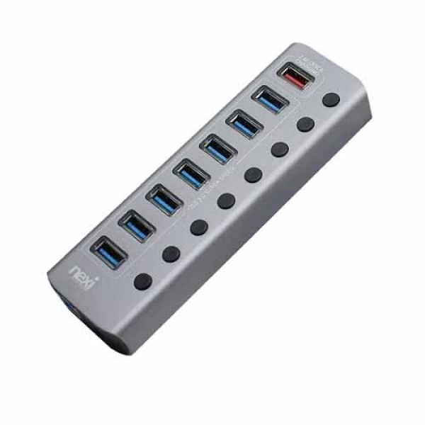 넥시 NX-U1008P (USB허브/8포트) [메탈] [NX809] ▶ [유·무전원/USB3.0] ◀
