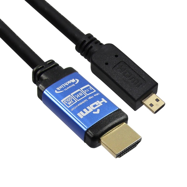 HDMI to Micro HDMI 2.1 변환케이블, 한쪽 블루메탈, ML-HC8030 [3m]
