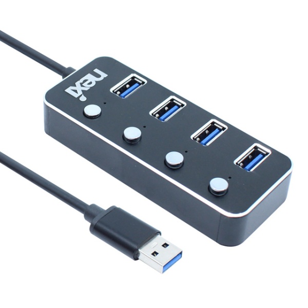 넥시 NX-UH3004B (USB허브/4포트) [블랙메탈] [NX626-1] ▶ [무전원/USB3.0] ◀