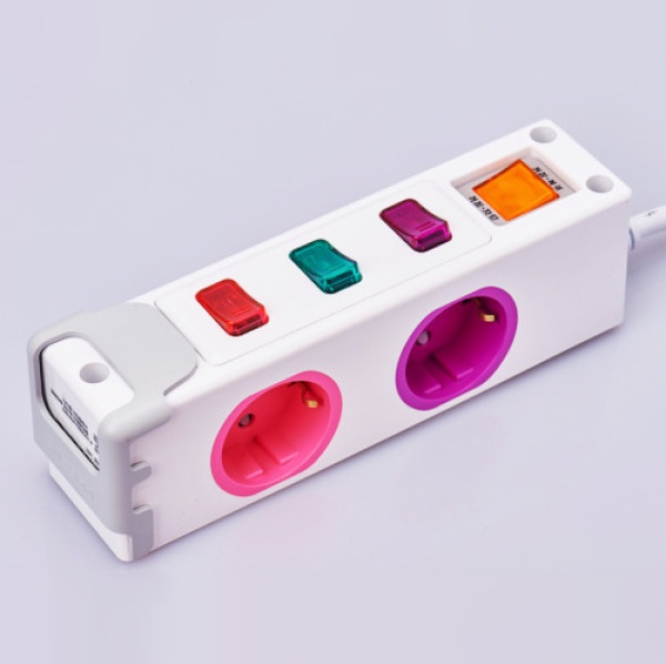 [현대일렉트릭] 옆으로 멀티코드 [3구/16A/USB 2포트]  [3M]