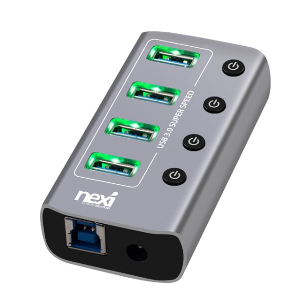 넥시 NX-U1004P (USB허브/4포트) [메탈] [NX824] ▶ [유·무전원/USB3.0] ◀