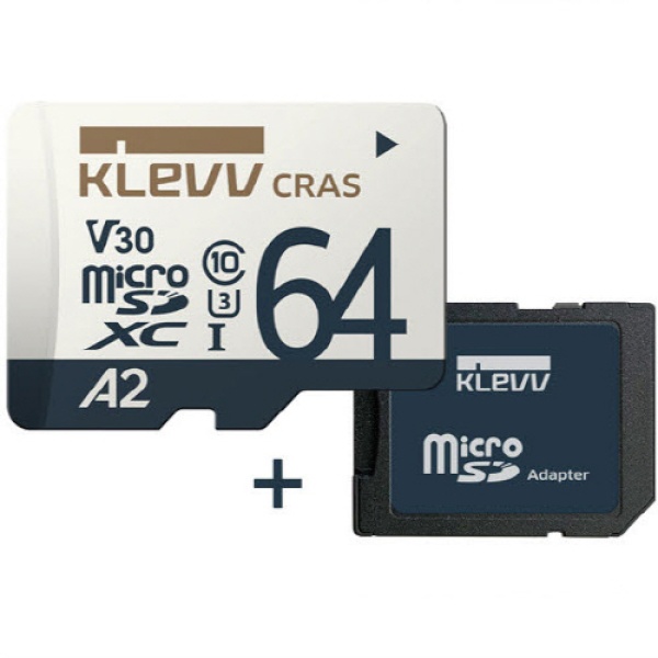 MicroSDHC/XC, Class10, KLEVV CRAS, UHS-I(U3), V30 A2 MicroSDXC 64GB [SD어댑터포함]