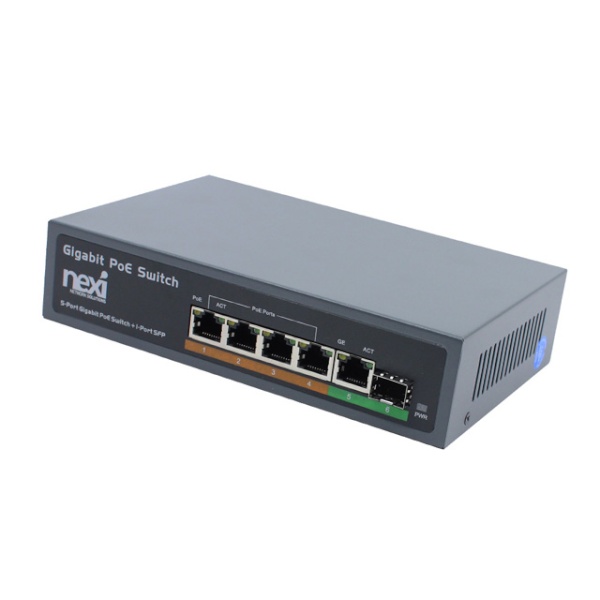 넥시 NX-POE604GS [스위칭허브/4포트/1000Mbps+Uplink1포트+1SFP/PoE] [NX832]