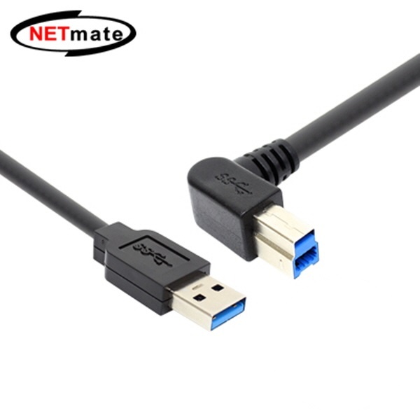 NETmate USB3.0 꺽임케이블 [AM-BM] [왼쪽 꺾임] [2M /CBL-PD302LA-2M]