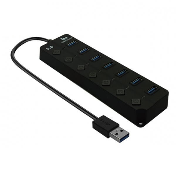 인네트워크 IN-3U7BK (USB허브/7포트) [블랙] ▶ [무전원/USB3.0] ◀