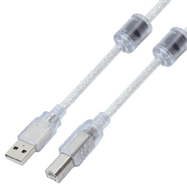 [AM-BM] USB-A 2.0 to USB-B 2.0 변환케이블, 고급형, MBF-UB250HQ [투명/5m]