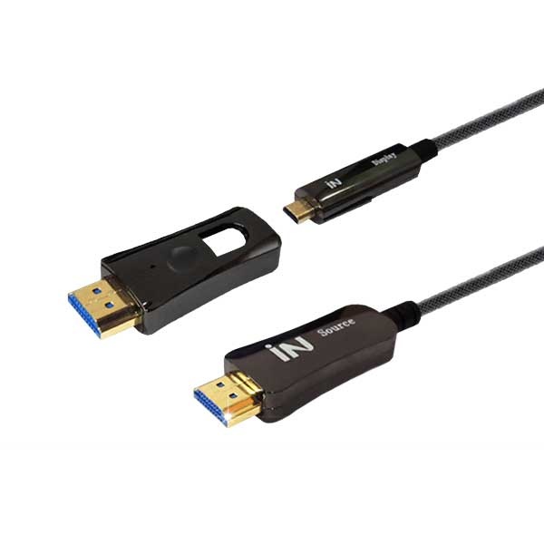 HDMI to HDMI 2.0 광케이블, 배관용 한쪽 분리형 멀티소켓, IN-MHAOC2030 / INC198 [30m]