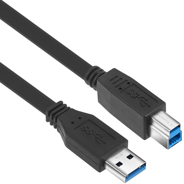 [AM-BM] USB-A 3.0 to USB-B 3.0 변환케이블, 플랫형, NMC-UB305F [블랙/0.5m]