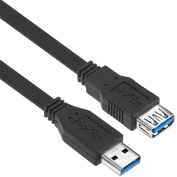[AM-AF] USB-A 3.0 to USB-A 3.0 M/F 연장케이블, 플랫형 NMC-UF303F [블랙/0.3m]