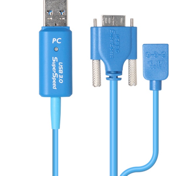 USB-A 3.0 toMicro B 리피터 케이블, 보조전원지원, CBL-U3AOC03-10M [블루/10m] *아답터 포함*