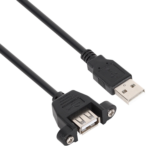 [AM-AF] USB-A 2.0 to USB-A 2.0 M/F 연장케이블, 한쪽 락킹 커넥터, NMC-UF205SB [블랙/0.5m]