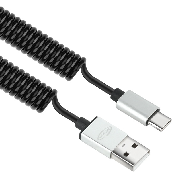 NETmate USB2.0 스프링 케이블 [AM-CM] [실버/2M] [NM-DS02CM]