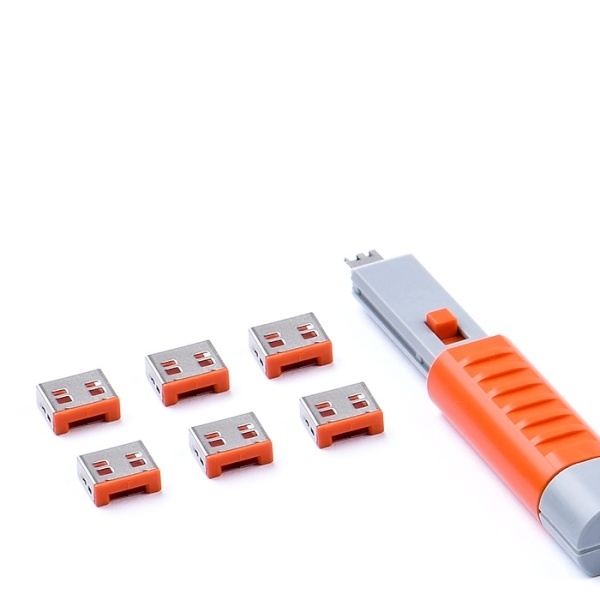 포트 잠금장치, 스틱형 USB 락, 스마트키퍼 UL03PKOR [오렌지/베이직키1개+커넥터 6개]