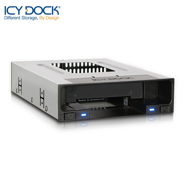 ICYDOCK 3.5형 HDD 장착 하드랙 MB795SP-B (5.25베이 1개 사용[2.5형 3.5형 SATA SSD/HDD 1개씩 장착][전원버튼])