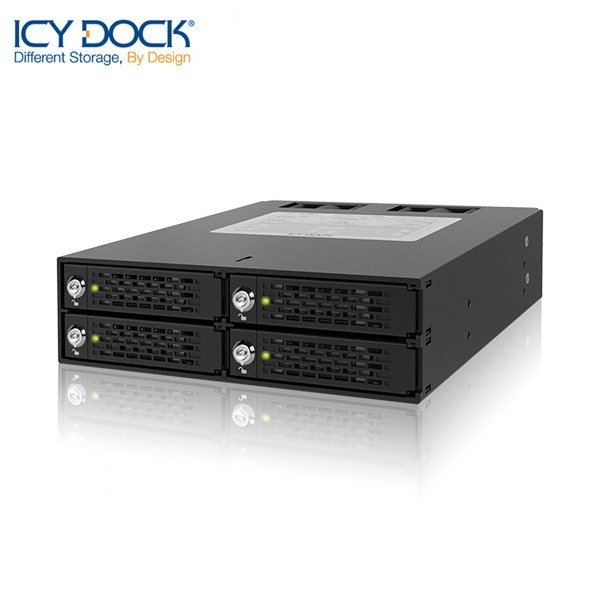 ICYDOCK 2.5형 SSD/HDD 장착 하드랙 ICYDOCK MB994SK-1B (5.25베이 1개 사용[2.5형 SATA/SAS 4개 장착] [잠금장치/쿨러내장])