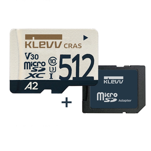 MicroSDHC/XC, Class10, KLEVV CRAS, UHS-I(U3), V30 A2 MicroSDXC 512GB [SD어댑터포함]