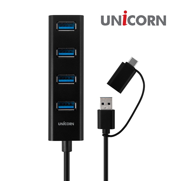 유니콘 TH-500AC (USB허브/4포트) [블랙] ▶ [무전원/USB3.1] ◀