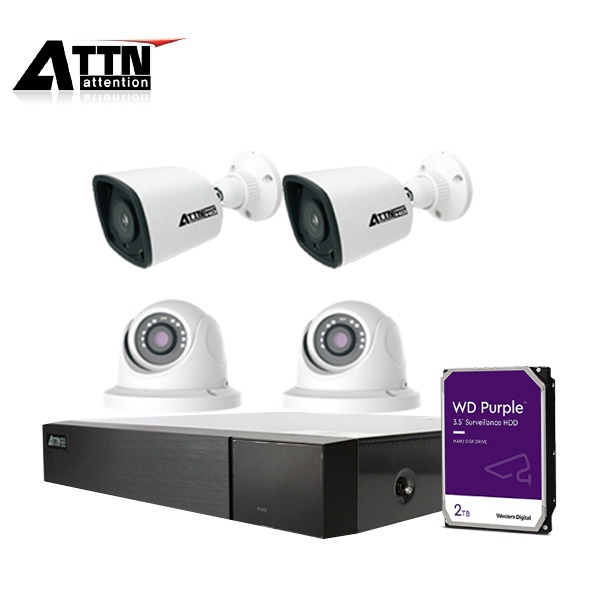 8채널 DVR CCTV 실내패키지, ATTN-DKE*1대 / 800만 화소 카메라 4대 (실내/실외 선택가능) [2TB 하드 포함]