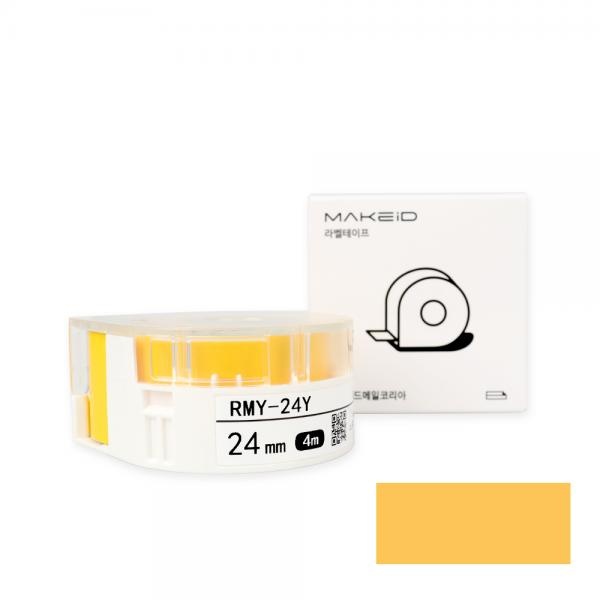 RMY-24Y MAKEiD 라벨테이프 바탕(노랑) / 글씨(검정) 24mm