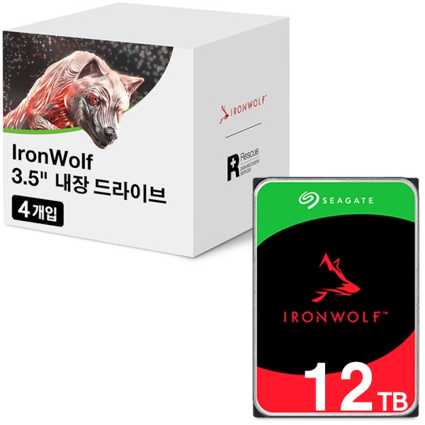 IRONWOLF HDD 12TB ST12000VN0008 멀티팩 (3.5HDD/ SATA3/ 7200rpm/ 256MB/ PMR) [4PACK]