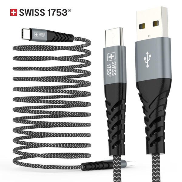 USB-A 2.0 to Type-C 고속 충전케이블, 스위스1753 [블랙/2m]