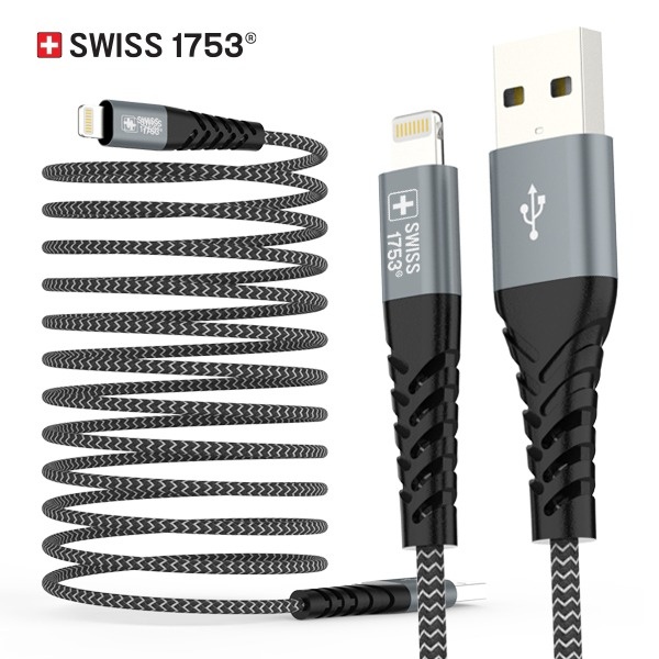 USB-A 2.0 to 8핀 고속 충전케이블, 스위스1753 [패브릭/2m]