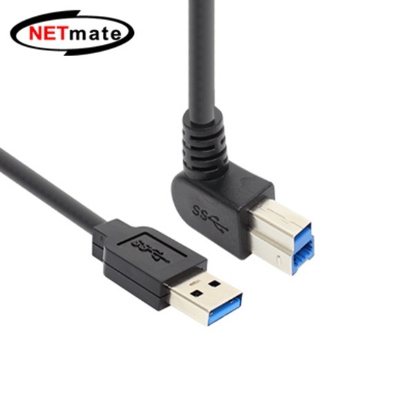 [AM-BM] USB-A 3.0 to USB-B 3.0 변환케이블, 한쪽 90도 꺽임, CBL-PD302UA-5M [블랙/5m]
