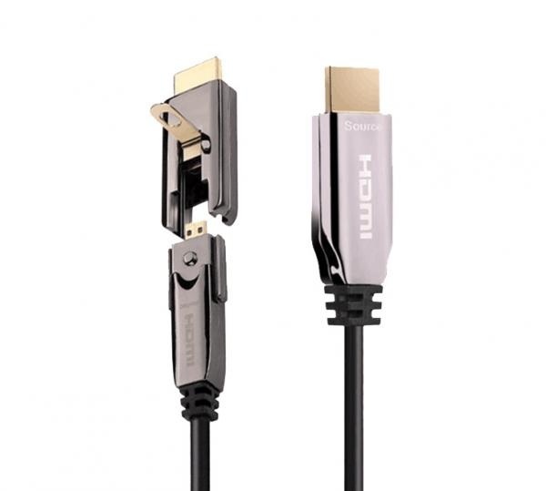 Micro HDMI to HDMI 2.0 광케이블, 배관용 메탈 멀티소켓 [앞쪽 젠더]