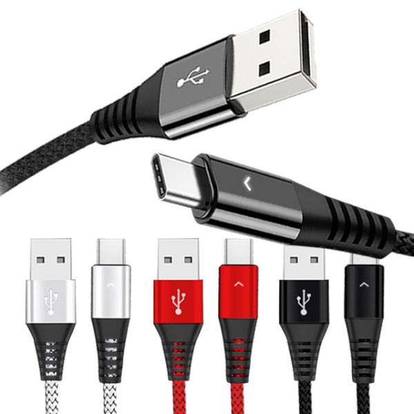 USB-A to Type-C 고속 충전케이블, LED 점등표시 [블랙/0.3m]