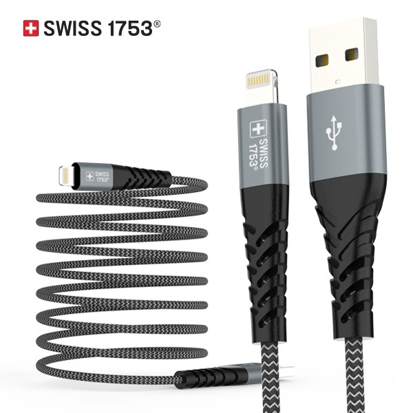 USB-A 2.0 to 8핀 고속 충전케이블, 스위스1753 [패브릭/1.2m]