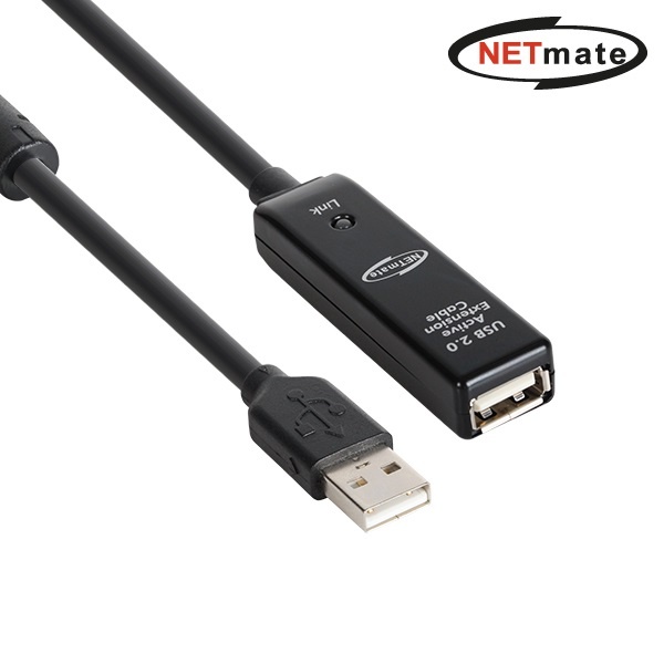 NETmate CBL-HF203B-10M USB2.0 High-Flex AM-AF 연장 리피터 10m [전원 아답터 포함]